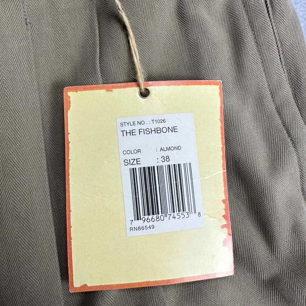 Tommy Bahama Relax The Fishbone Silk Pleated Pants Almond Khaki Herringbone NEW